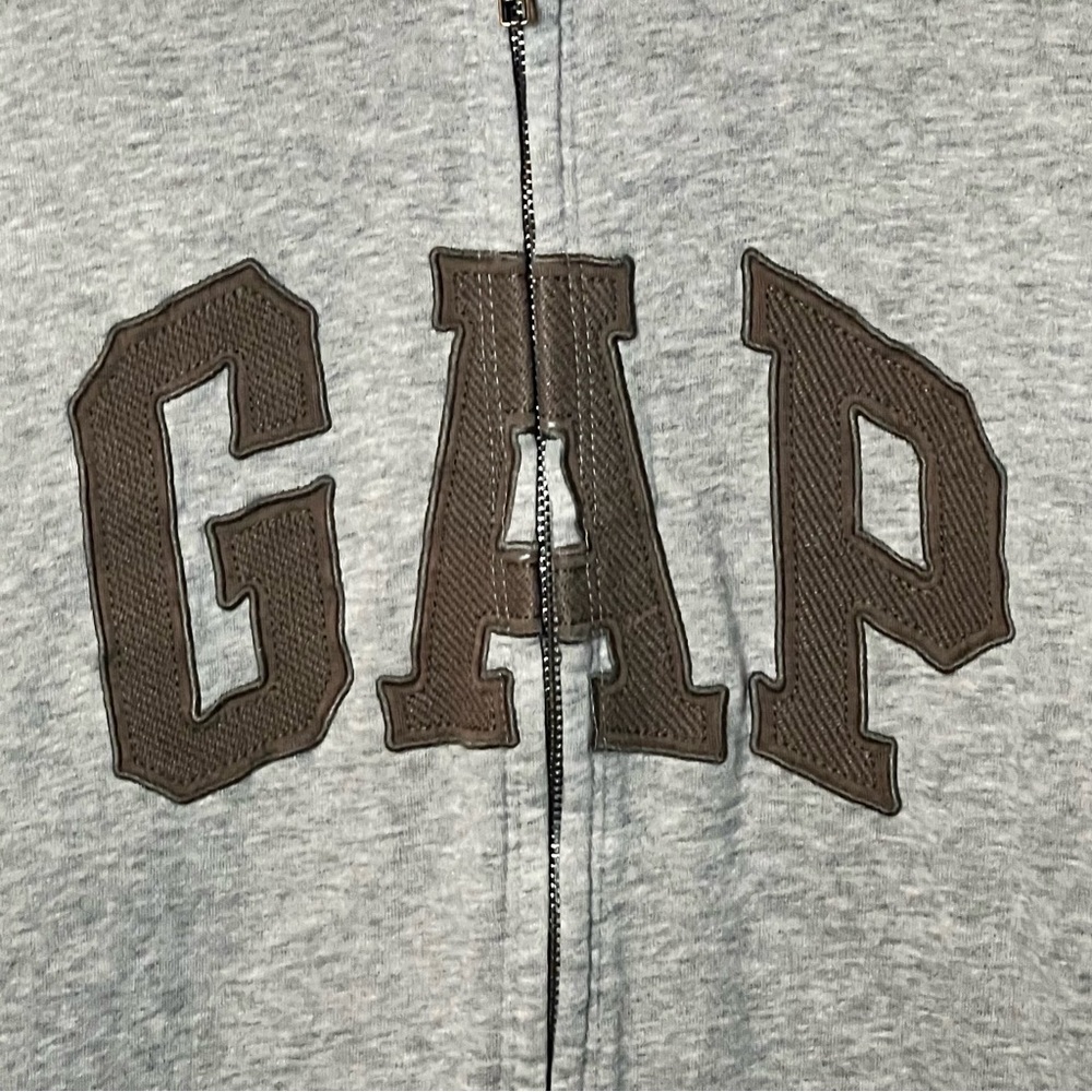 GAP Logo Full Zip Hoodie Adult L Heather Gray Soft Cotton Blend Sweatshirt - Picture 2 of 8
